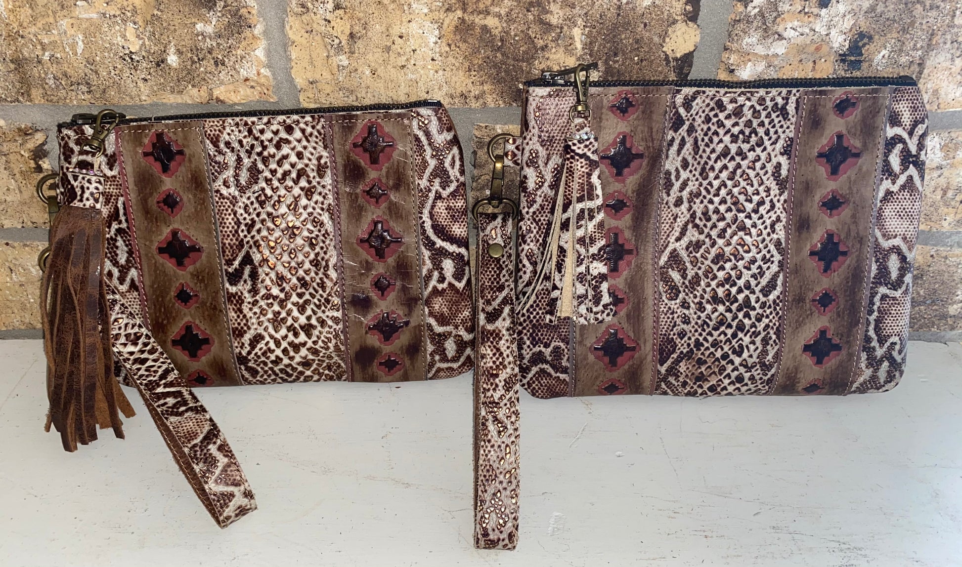 Snake Skin Leather Wristlet