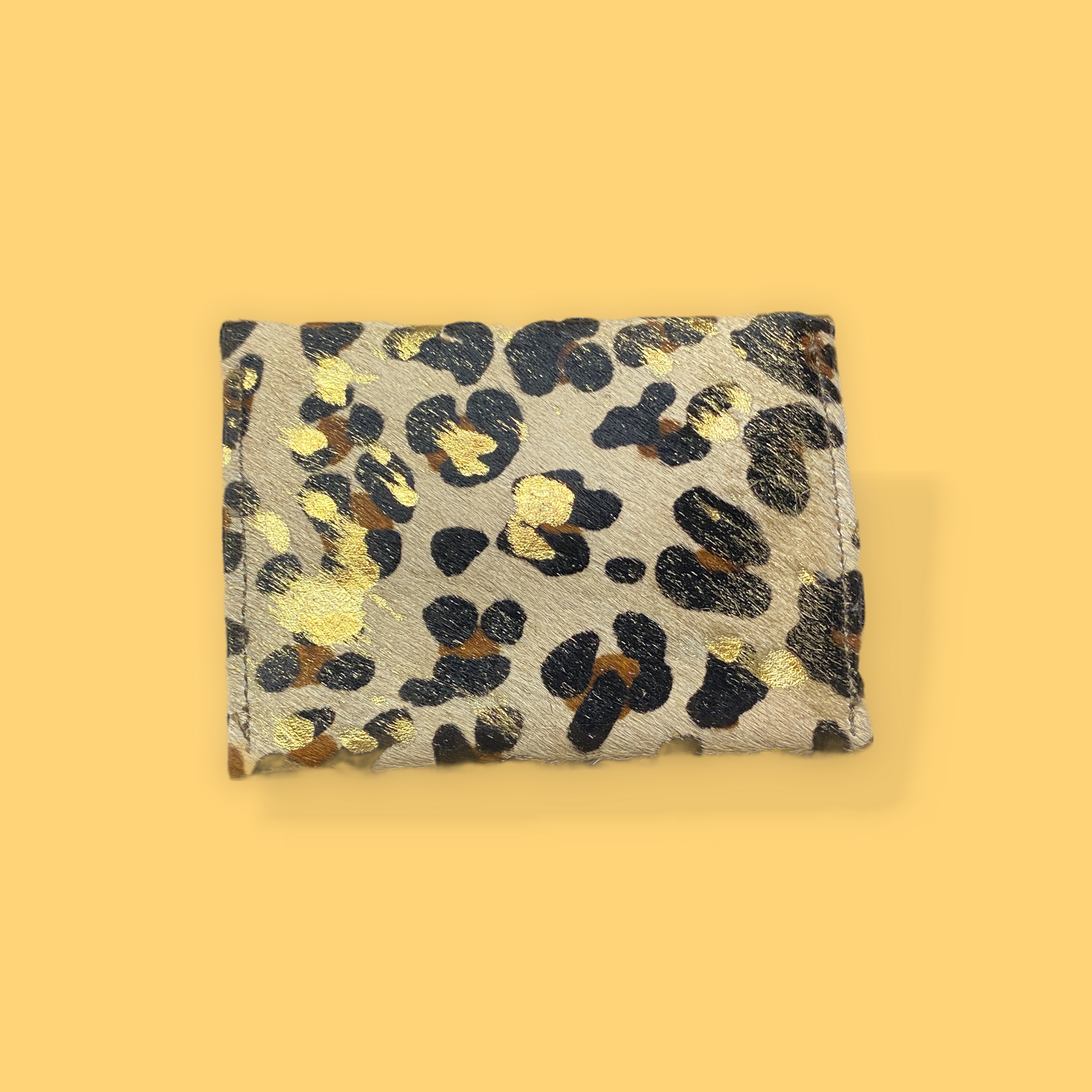 Leather Leopard/Gold Wallet W/purple Stone