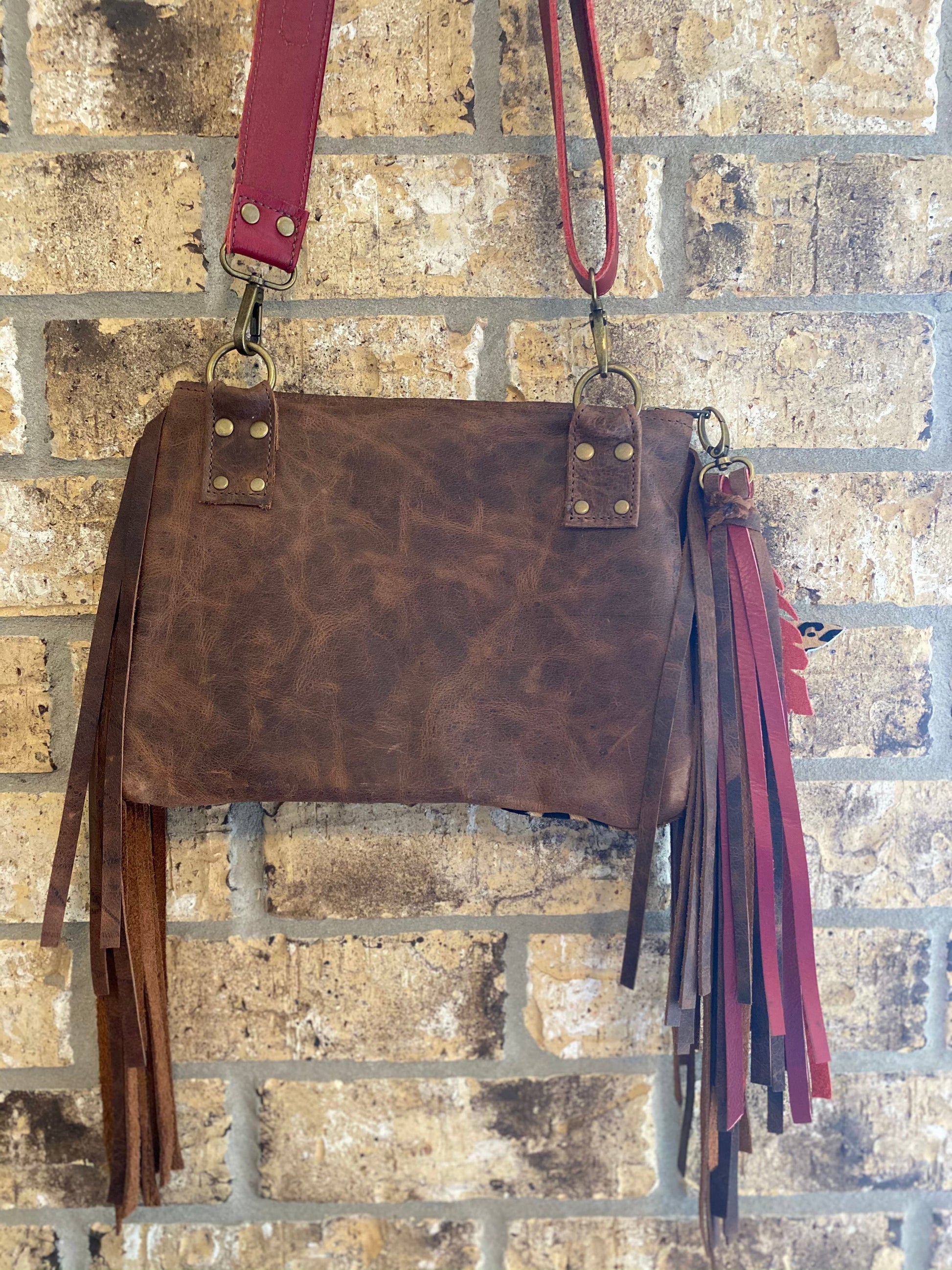 Upcycled Leopard w/Fringe & Strap