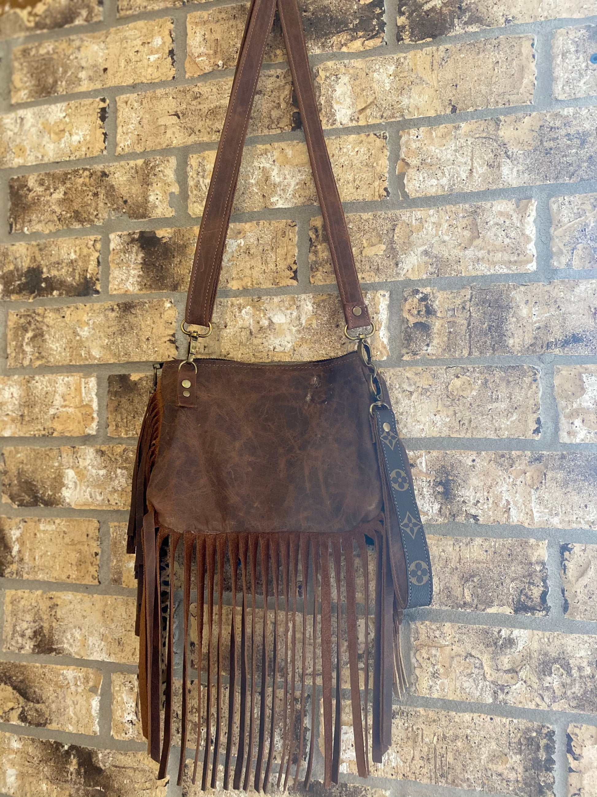 Platinum Leather Leopard Bag
